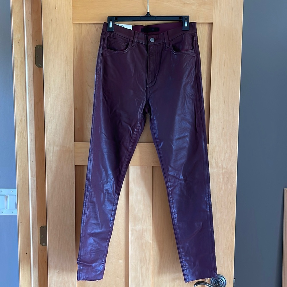 Joe’s Jeans, coated pants, high rise skinny ankle, burgundy, size 28, new